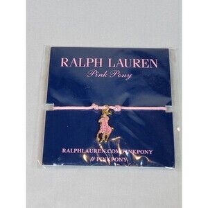 New Polo Ralph Lauren Pink Pony Charm Bracelet Cancer Awareness Adjustable